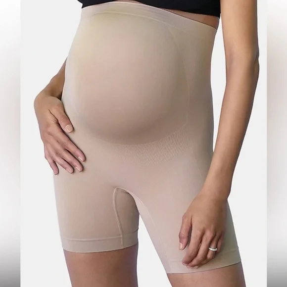 Isabel Maternity High-Waist Shape-wear Shorts - XS Taupe - Picture 2 of 7